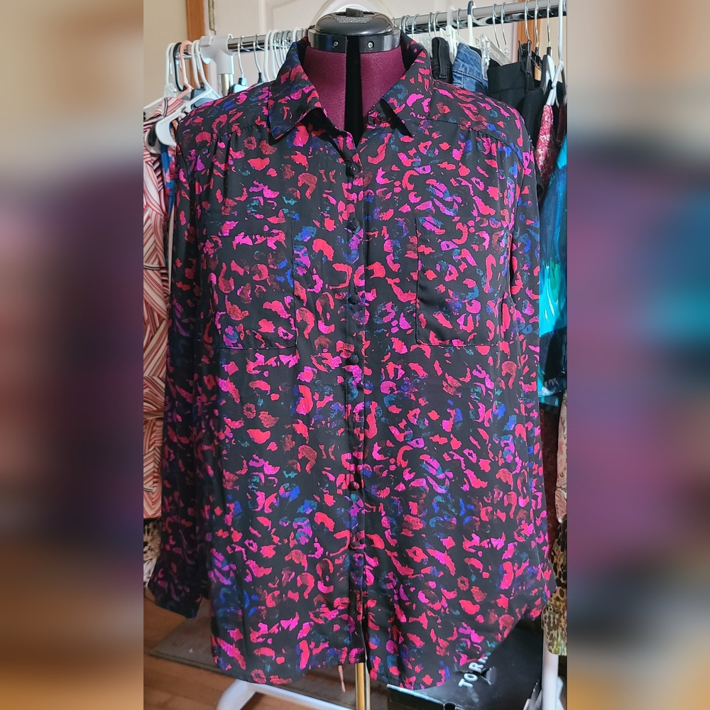 Torrid Leopard Print Button Down Blouse